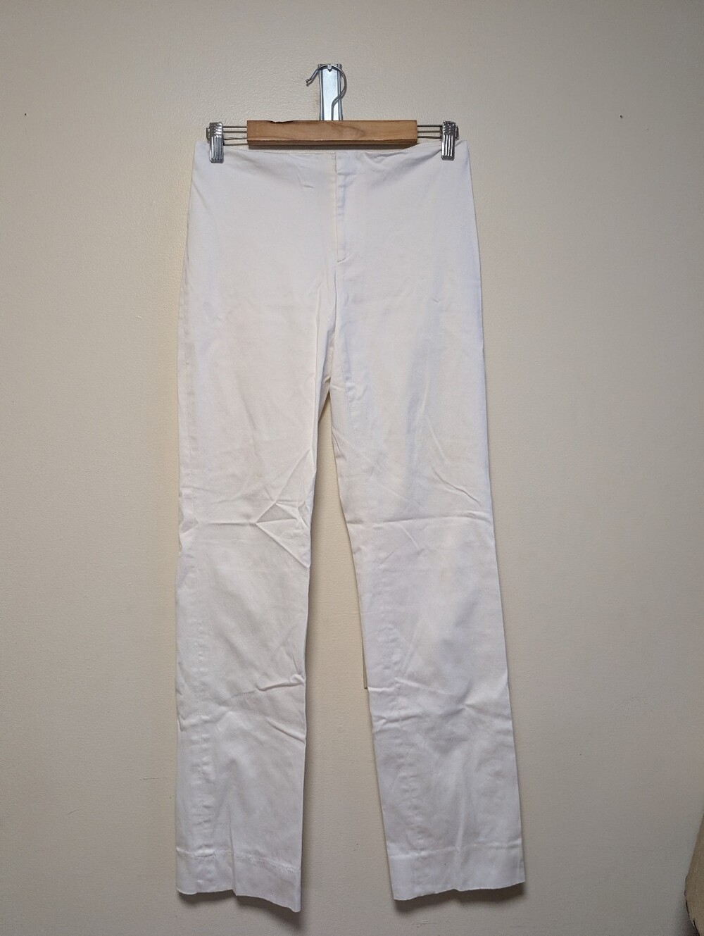 Ralph Lauren Collection White Cotton Pants Size 6 Straight Leg
